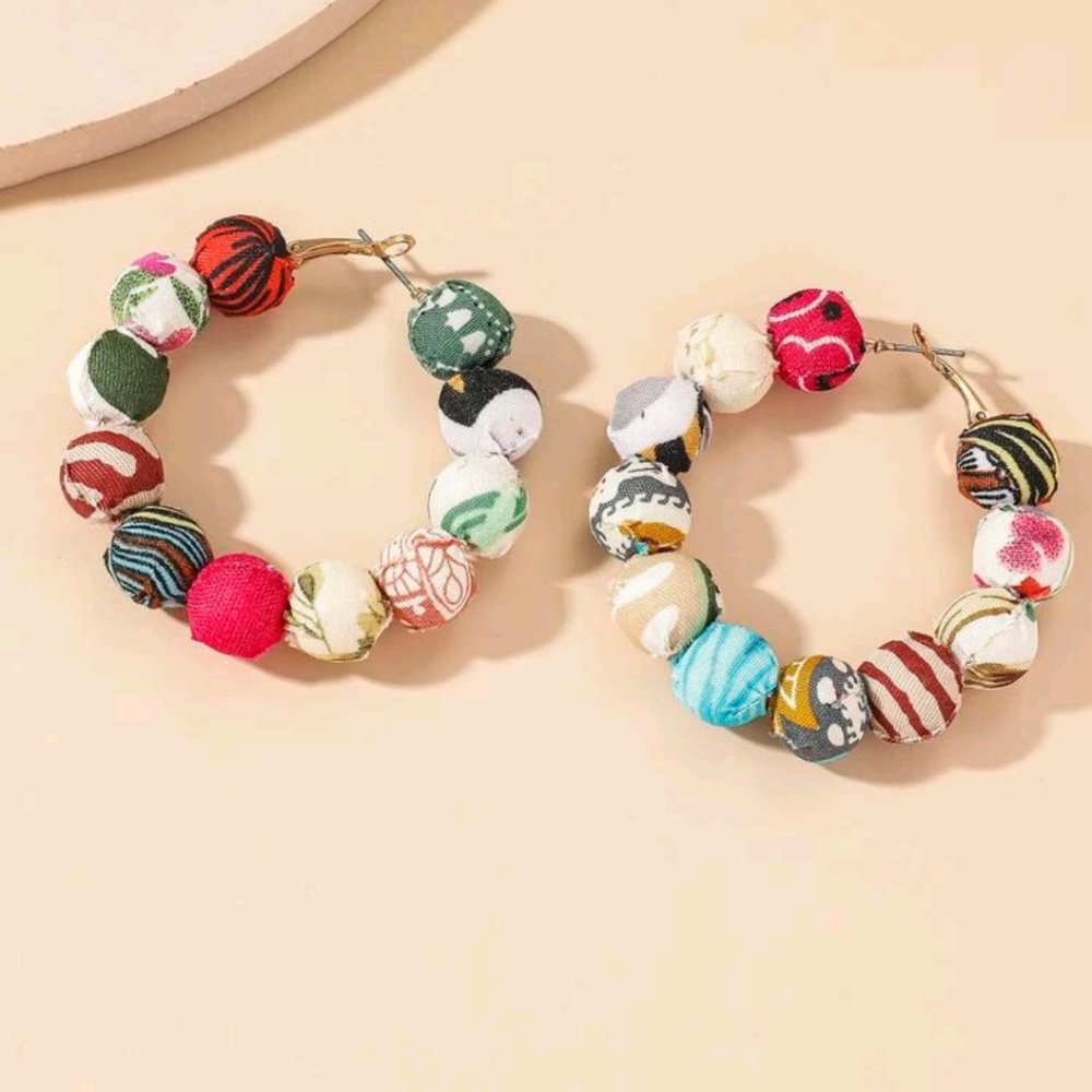 Multi Fabric Hoop Earrings